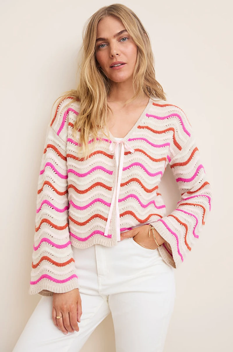 Ella Striped Tie Front Cardigan