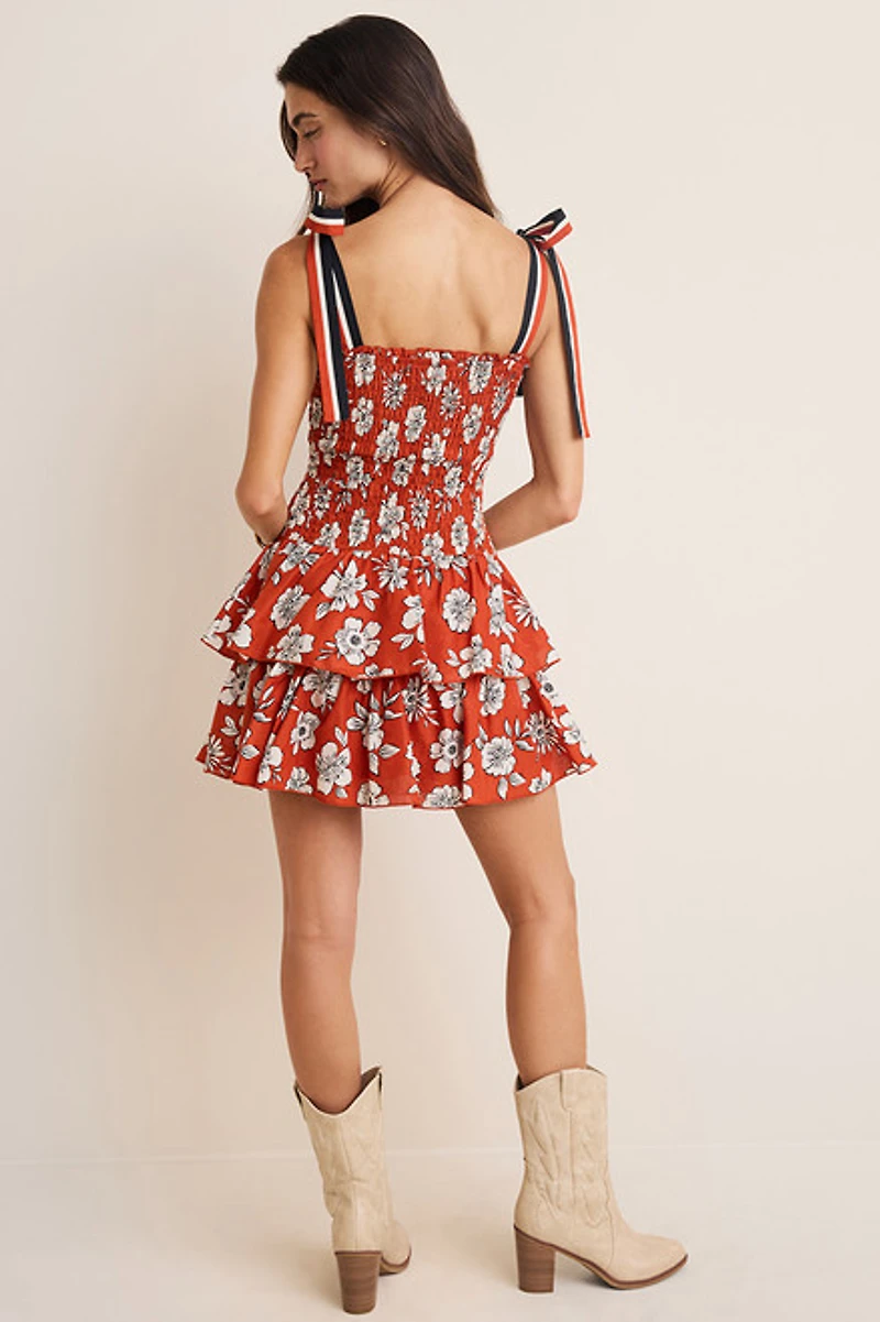 Collins Drop Waist Tiered Mini Dress