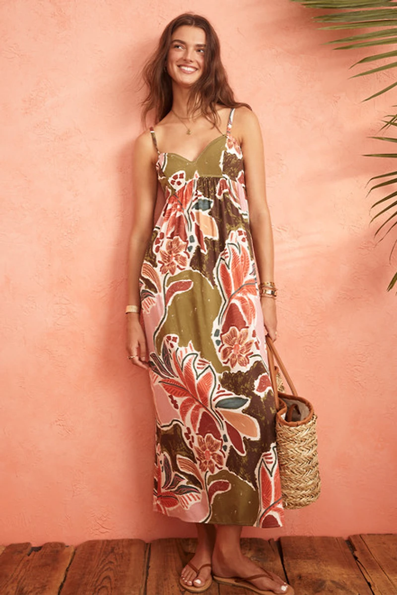 Mara Palm Print Maxi Dress
