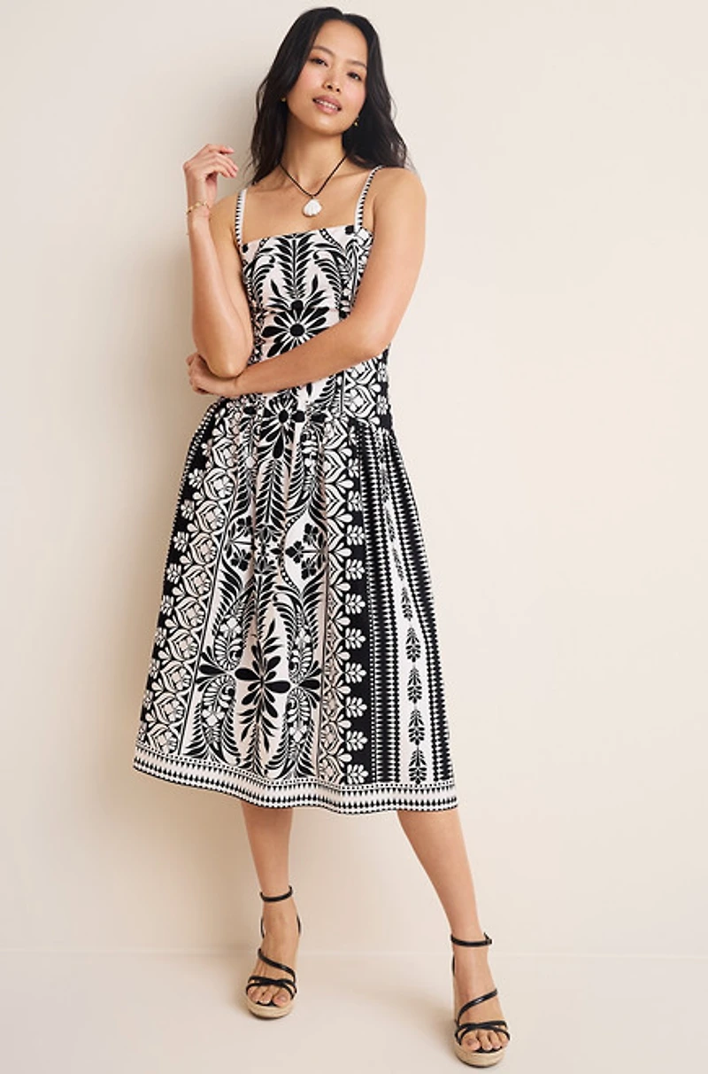 Serena Drop Waist Floral Midi Dress