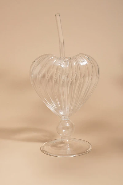 Ribbed Heart Sipper Glass