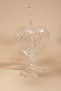 Ribbed Heart Sipper Glass
