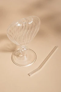 Ribbed Heart Sipper Glass