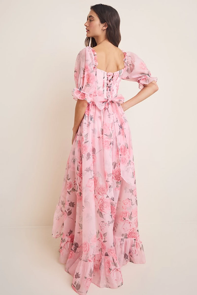Francesca's Carrie Corset High-Low Floral Maxi Dress | Pacific City
