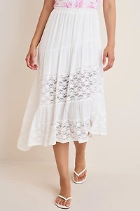 Bridget Tiered Lace Midi Skirt