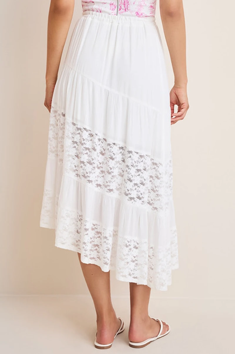 Bridget Tiered Lace Midi Skirt