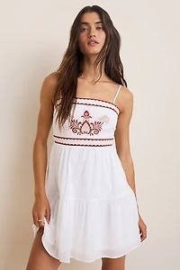 Tatum Embroidered Bow Back Mini Dress
