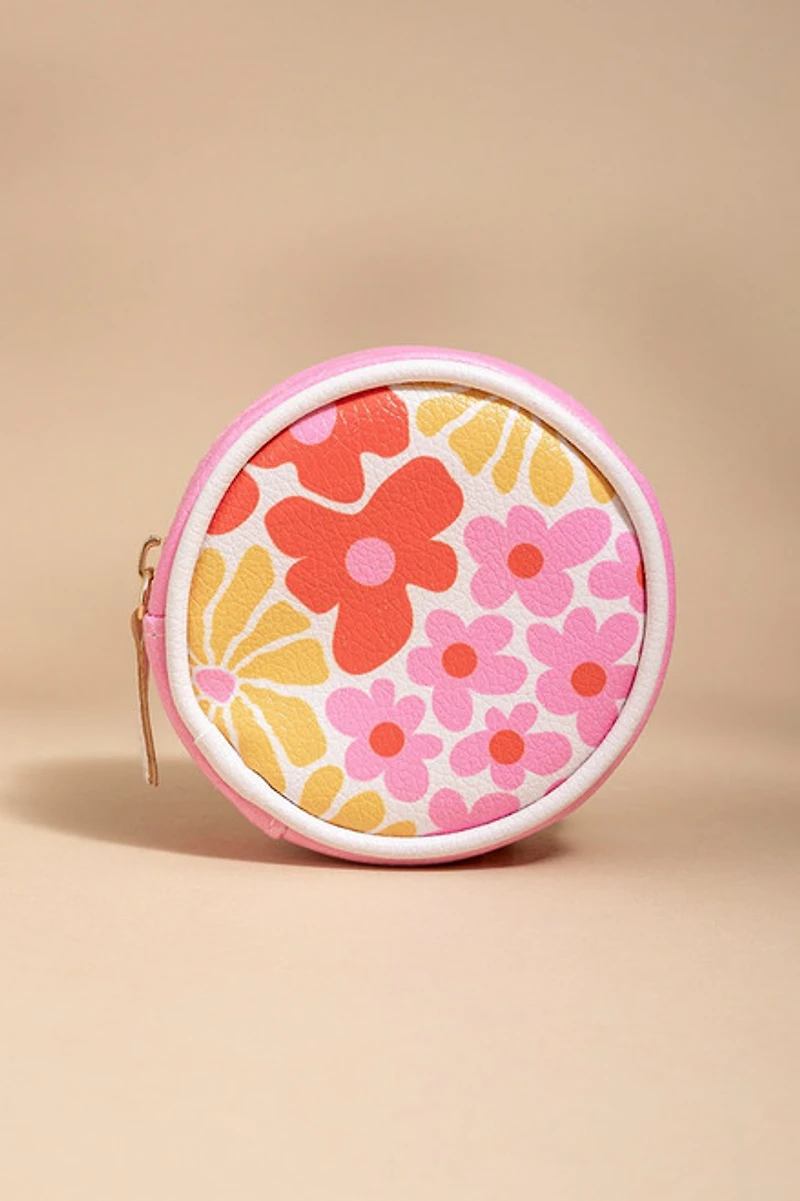 Floral Vegan Leather Pill Box