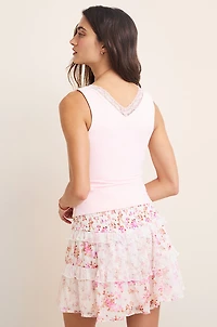 yummi by francesca's Lace V-Neck Tank Top