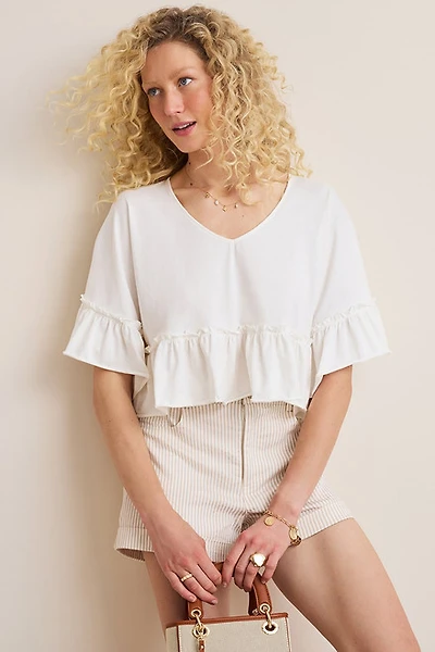 Elaine Ruffled Dolman Tee
