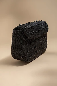 Nicole Black Pearl Fold-Over Clutch