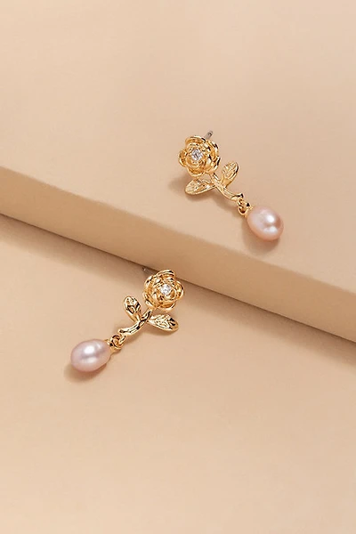 Rose Pearl Drop Earrings