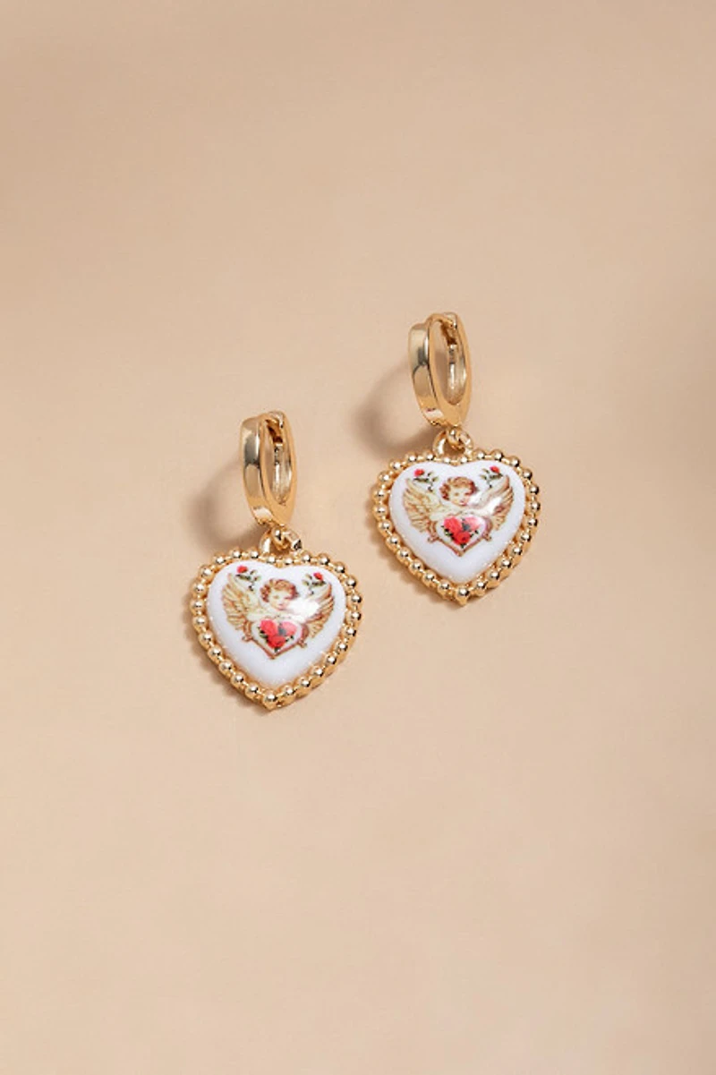 Bonnie Ceramic Cherub Heart Earrings