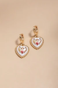 Bonnie Ceramic Cherub Heart Earrings
