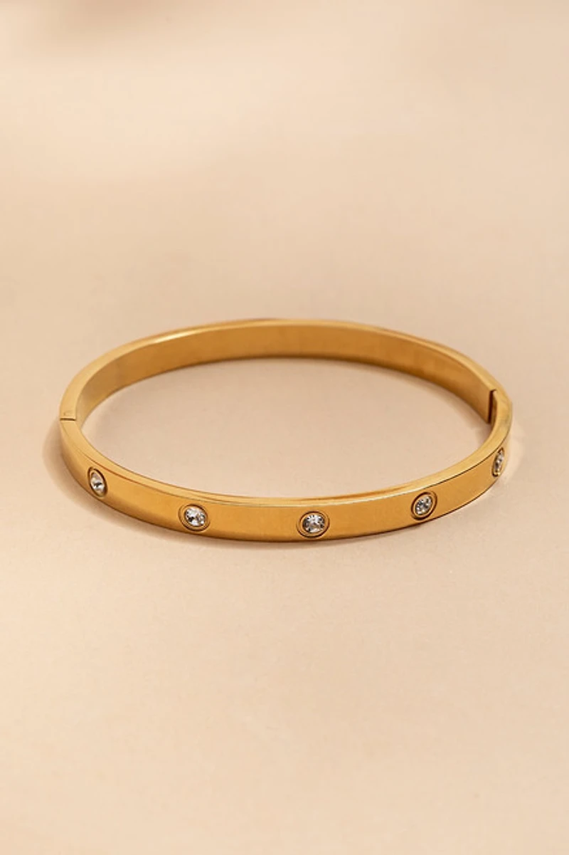 Donna Stainless Steel Gold Hinge Bracelet