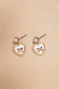 Nina Pearl Heart Drop Earrings