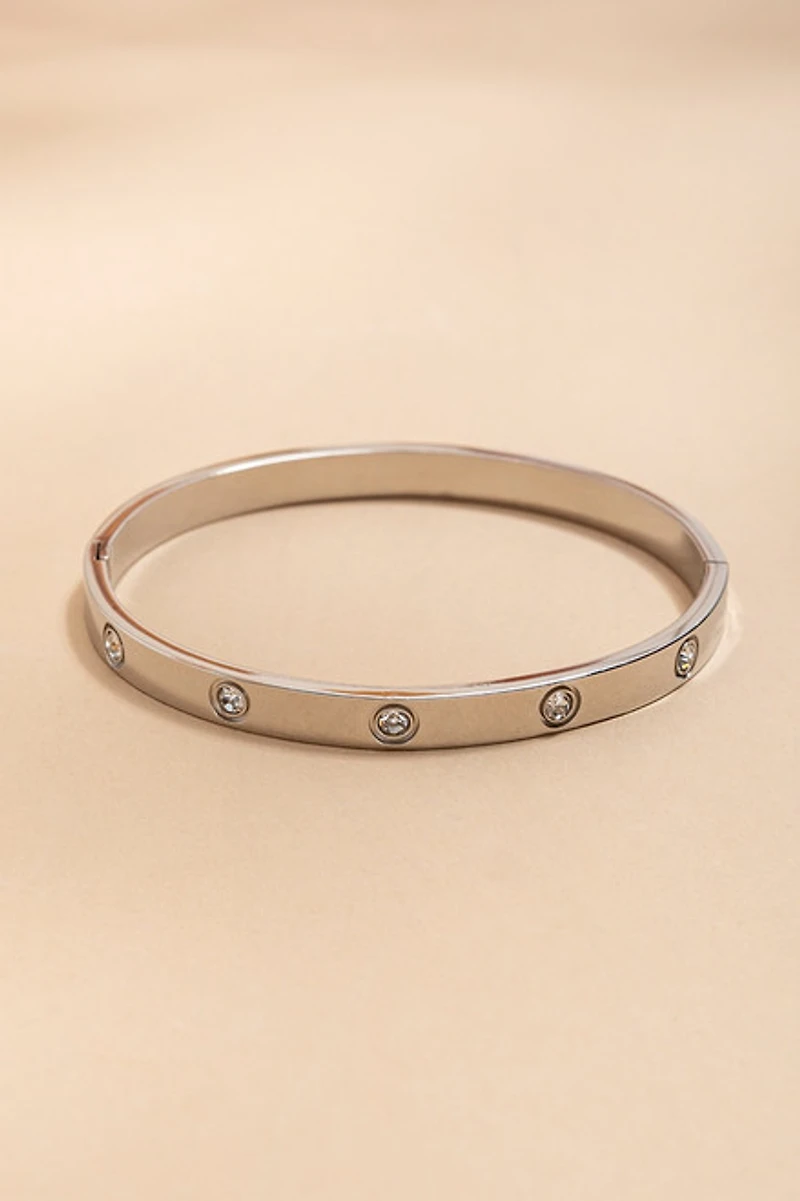 Donna Stainless Steel Silver Hinge Bracelet