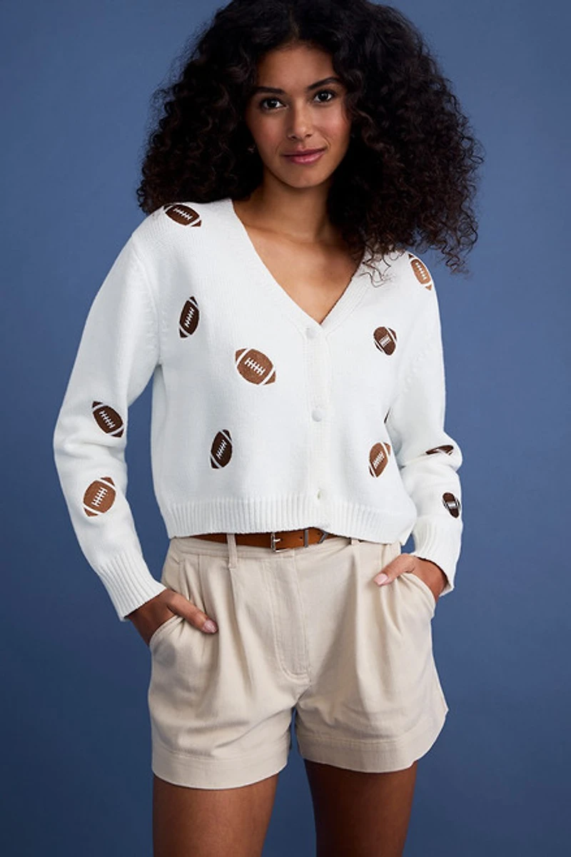 Football Embroidered Cardigan