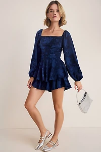 Terry Long Sleeve Jacquard Romper