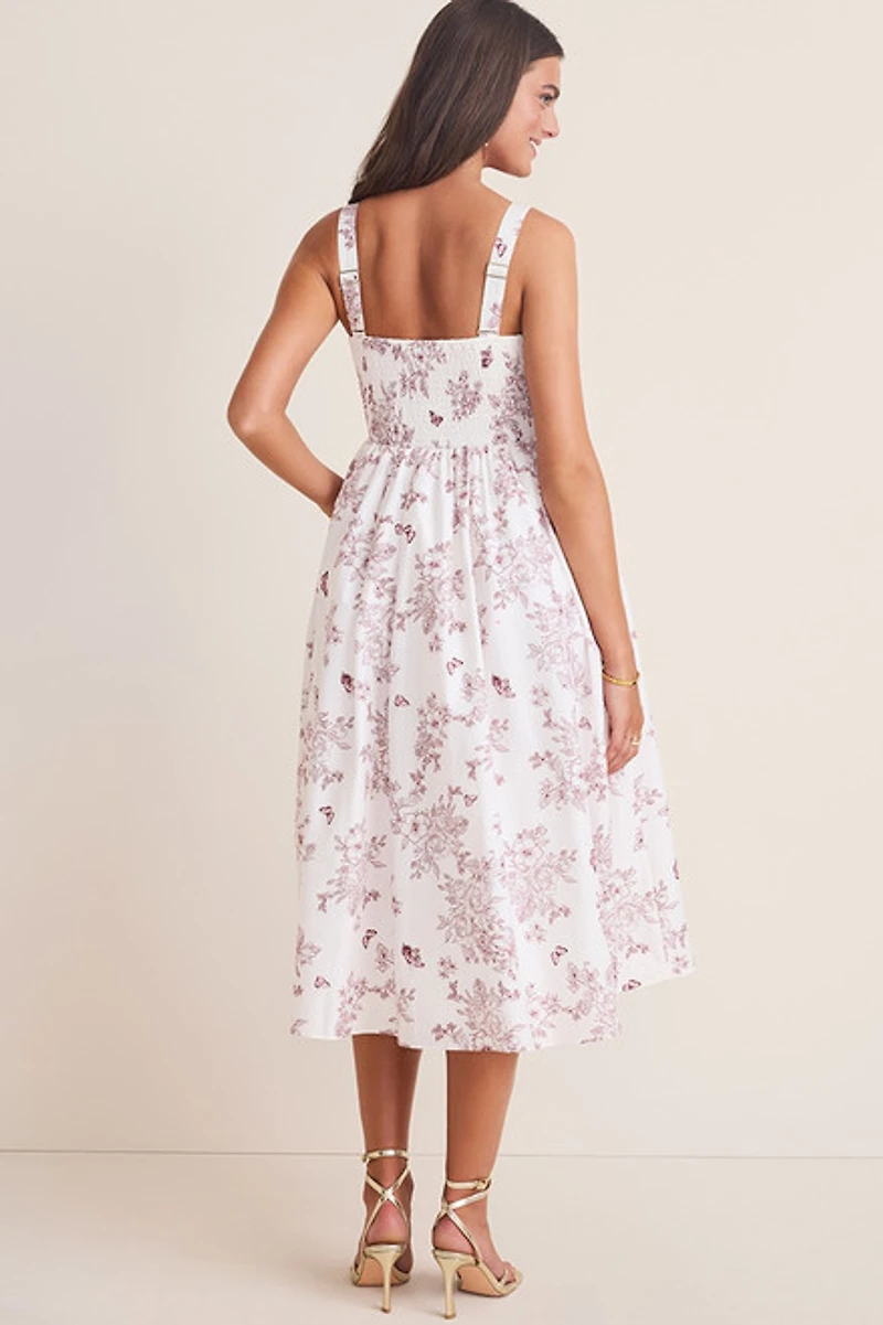 Kim Toile Sweetheart Midi Dress