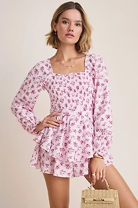 Ann Floral Double Bow Back Romper