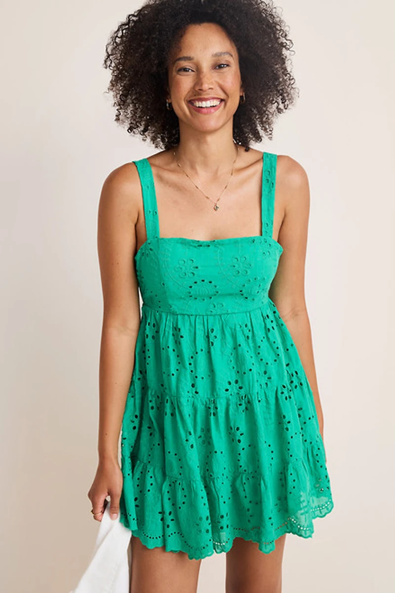 Mona Eyelet Tie Back Mini Dress