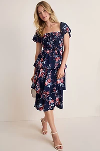 Vicky Smocked Tiered Midi Dress