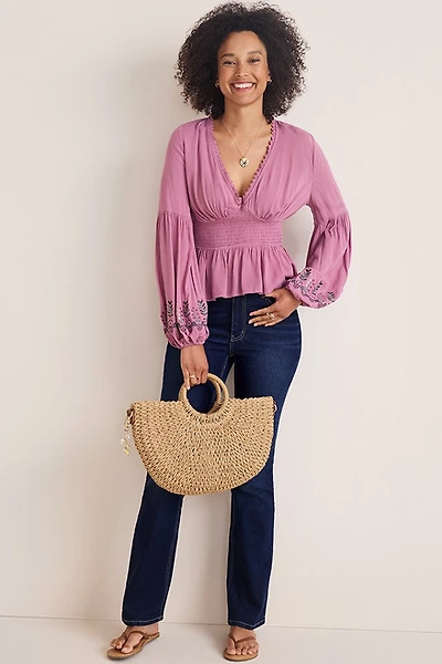 Katie Embroidered Balloon Sleeve Blouse