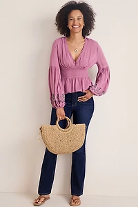 Katie Embroidered Balloon Sleeve Blouse