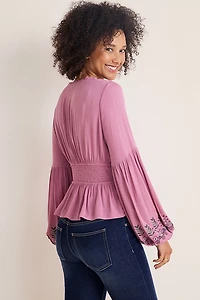 Katie Embroidered Balloon Sleeve Blouse