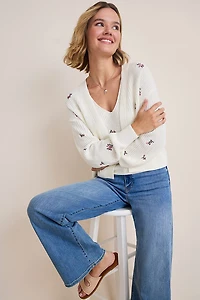 Carol Floral Embroidered Tank and Cardigan Set