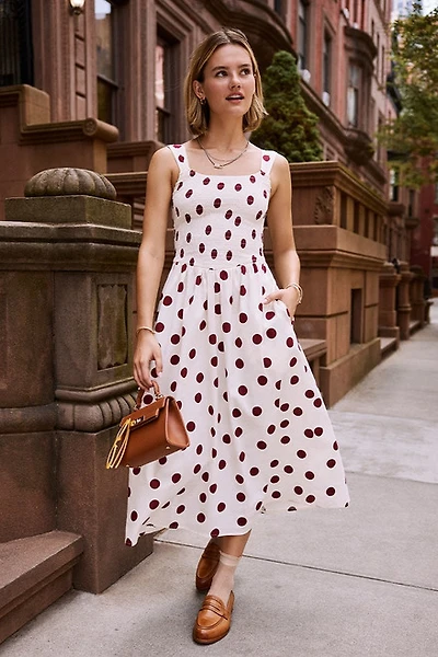Simone Polka Dot Smocked Midi Dress
