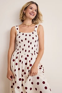 Simone Polka Dot Smocked Midi Dress