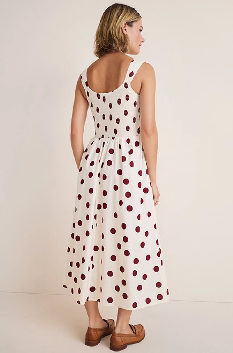 Simone Polka Dot Smocked Midi Dress