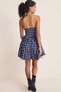 Kathrine Plaid Strapless Mini Dress