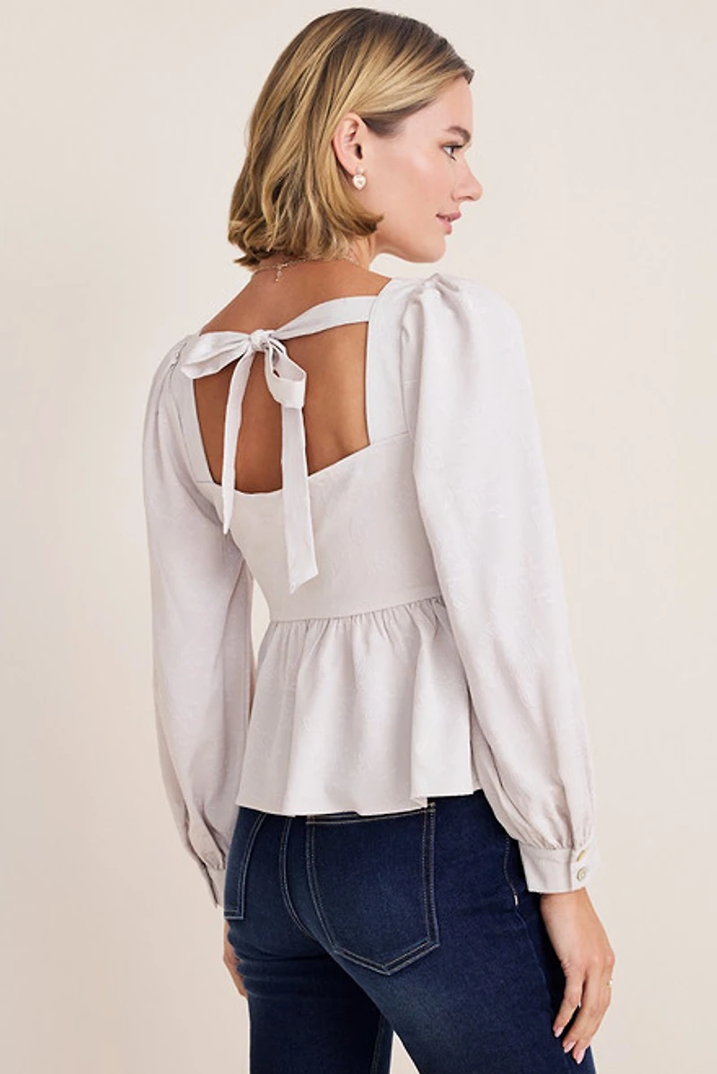 Jackie Long Sleeve Jacquard Blouse