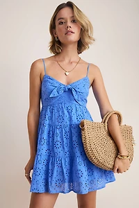 Amy Eyelet Tie Front Mini Dress