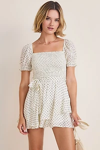 Grace Polka Dot Smocked Romper