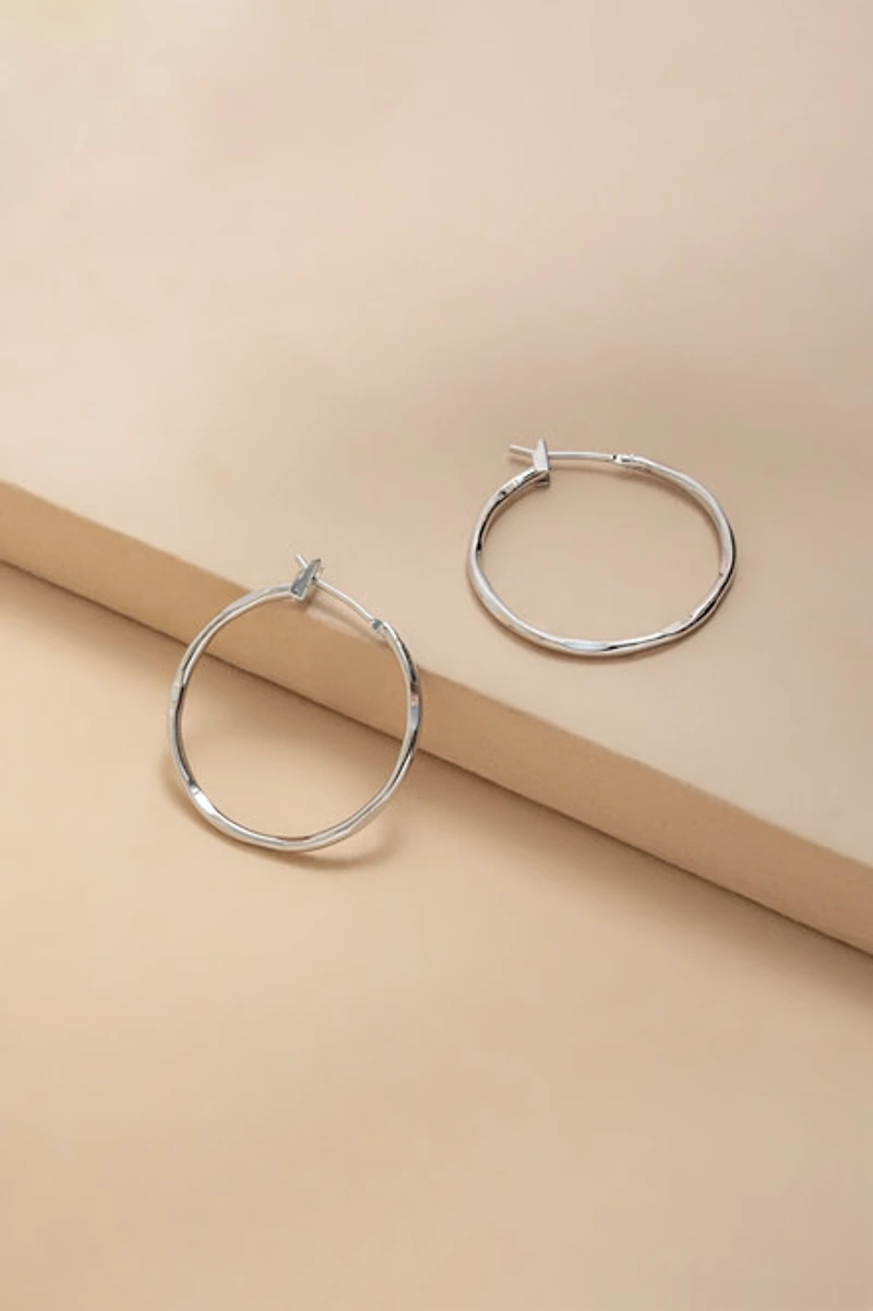 Stella Silver Hammered Hoop Earrings