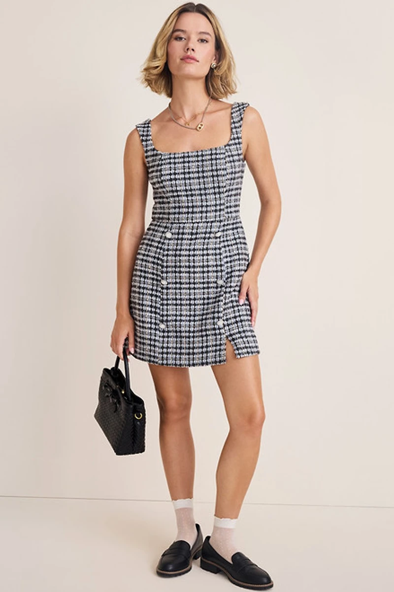 Mara Sleeveless Tweed Mini Dress