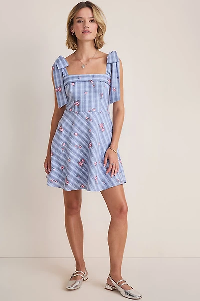 Annie Bow Strap Floral Mini Dress
