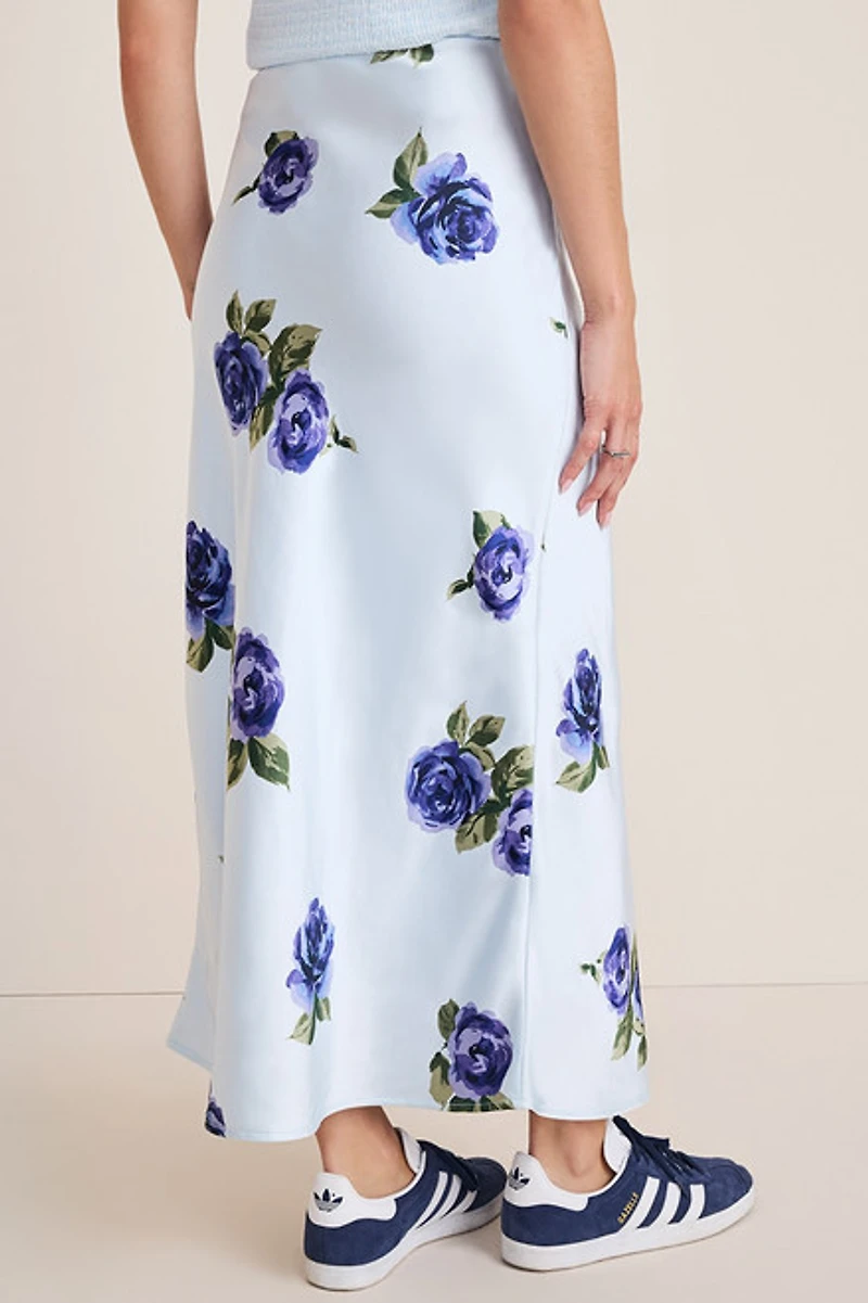 Joan Floral Satin Maxi Skirt