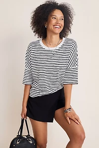 Marina Short Sleeve Striped Dolman Tee