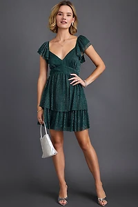 Karla Tiered Shimmer Mini Dress