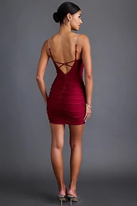 Joanne Ruched Satin Mini Dress