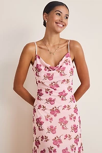 Mary Floral Mesh Slip Midi Dress