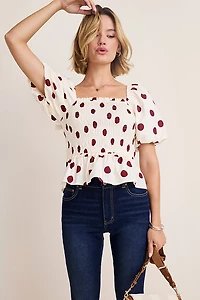 Julia Polka Dot Smocked Blouse