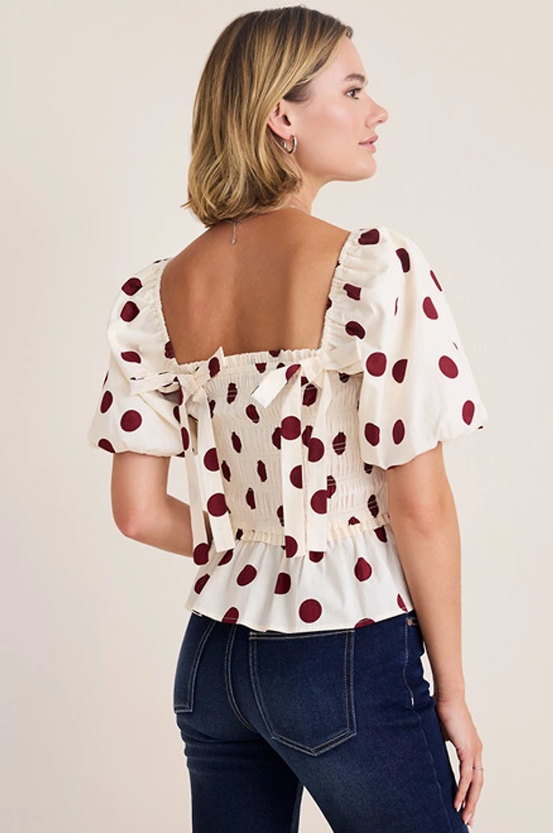 Julia Polka Dot Smocked Blouse