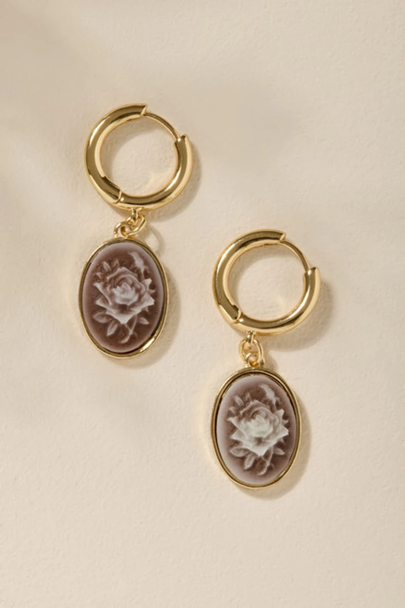 Natasha Rose Cameo Huggie Hoop Earrings