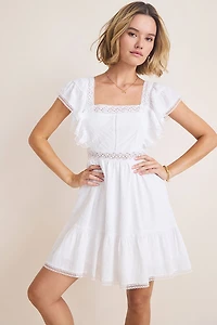 Addie Lace Hem Embroidered Mini Dress